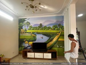 Tranh làng quê làm bức nhấn tivi